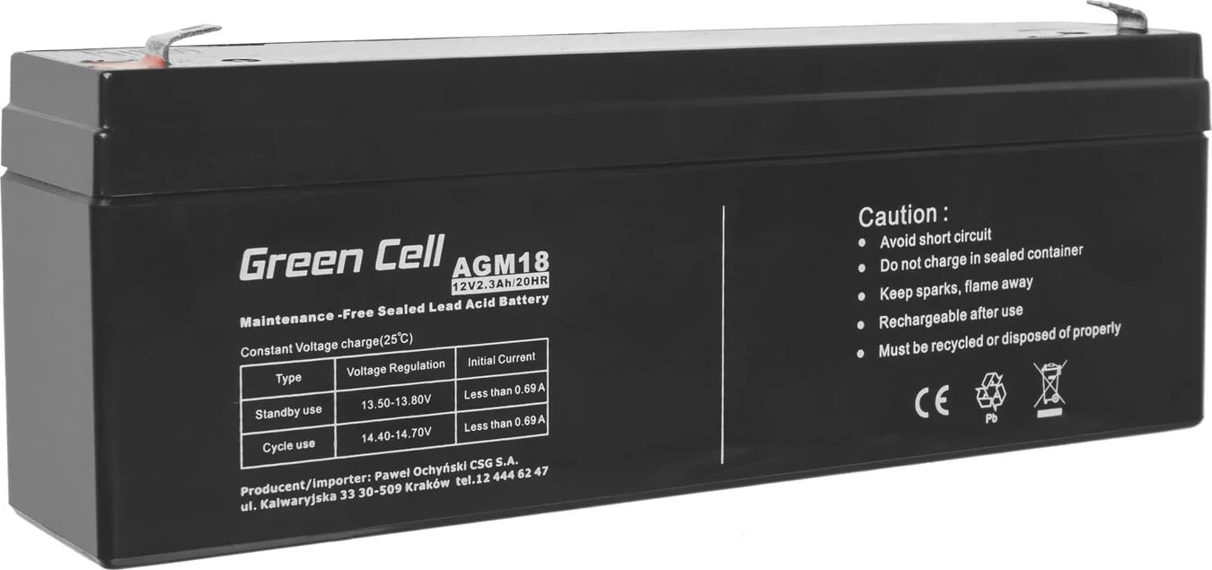Bateri UPS Green Cell AGM18 12 V 2.3 Ah e zezë Bateri UPS Green Cell AGM18 12 V 2.3 Ah e zezë