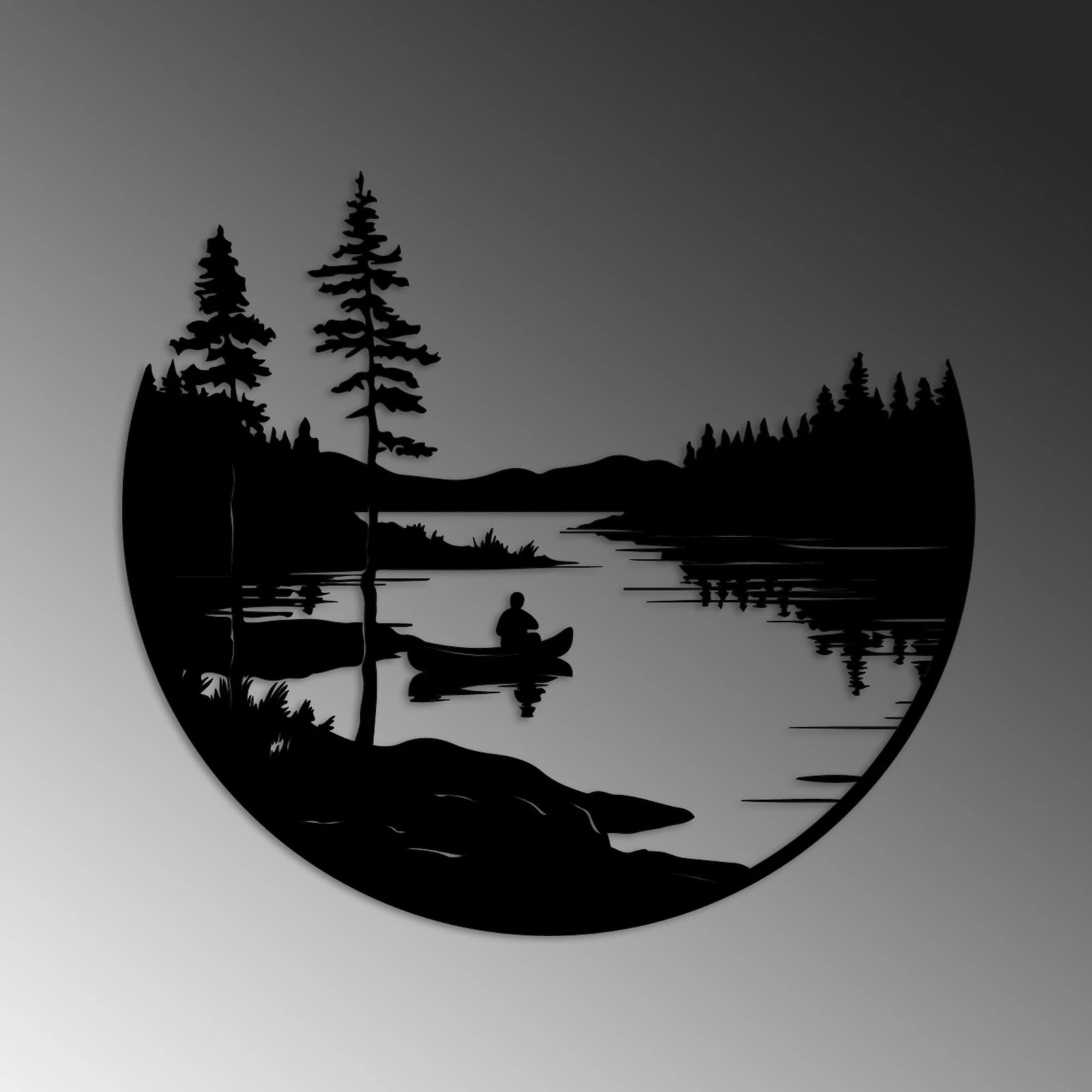 Aksesor dekorativ metalik për mur, Wallity, Solo, ngjyrë e zezë, 54x60cm