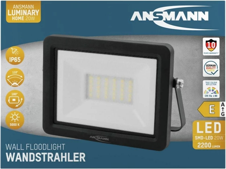 Prozhektor LED Ansmann WFL20W, 20 W, Alumini, IP65, Zi