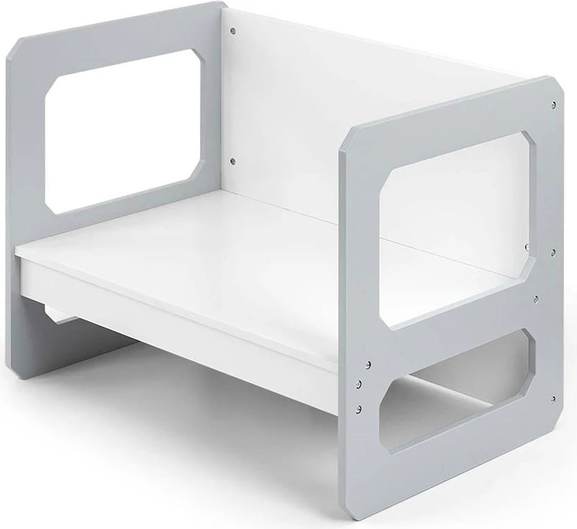 Set mobilje fëmijësh 3‑në‑1, Milly Mally, Stella, modulare MDF, tavolinë + karrige, për moshat 3–6 vjeç, gri, set