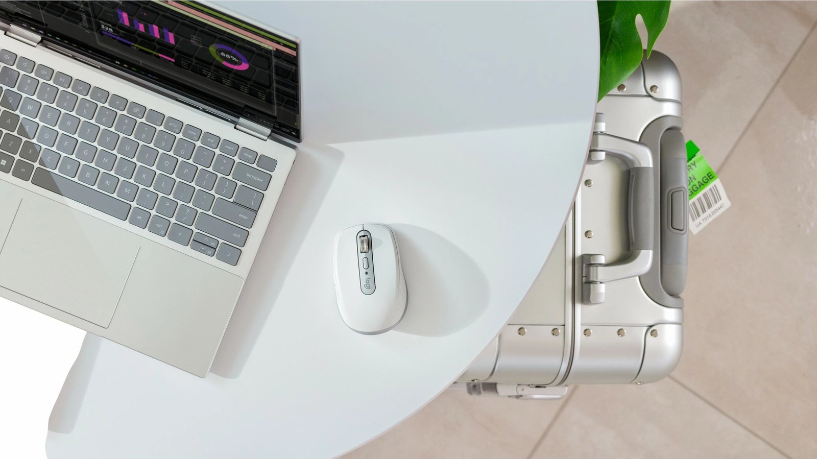 Maus Logitech MX Anywhere 3S, Djathtas, Laser, RF Wireless + Bluetooth, 8000 DPI, Gri, Bardhë