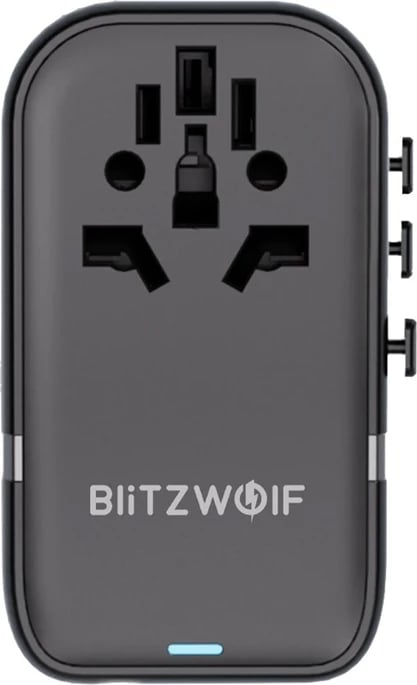 Adapter udhëtimi BlitzWolf BW-TA2 5-në-1, 2xUSB PD, 2xUSB-C QC, USB-C GaN 100W, zi