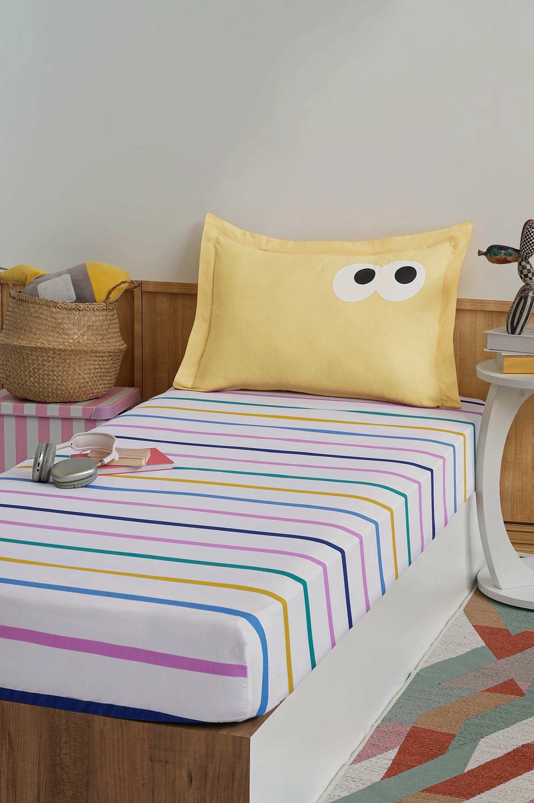 Set çarçafësh njësh, Funny Cizgili, ngjyrë e verdhë