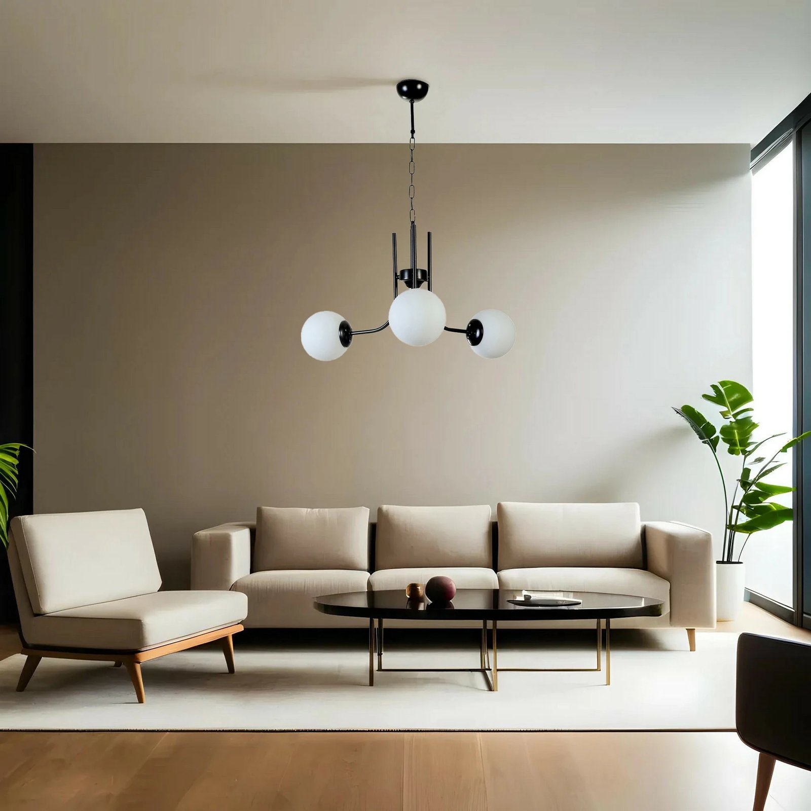 Llambë tavani Opviq, 8780-3, trup metalik, ngjyrë e zezë dhe e bardhë, 65x70cm