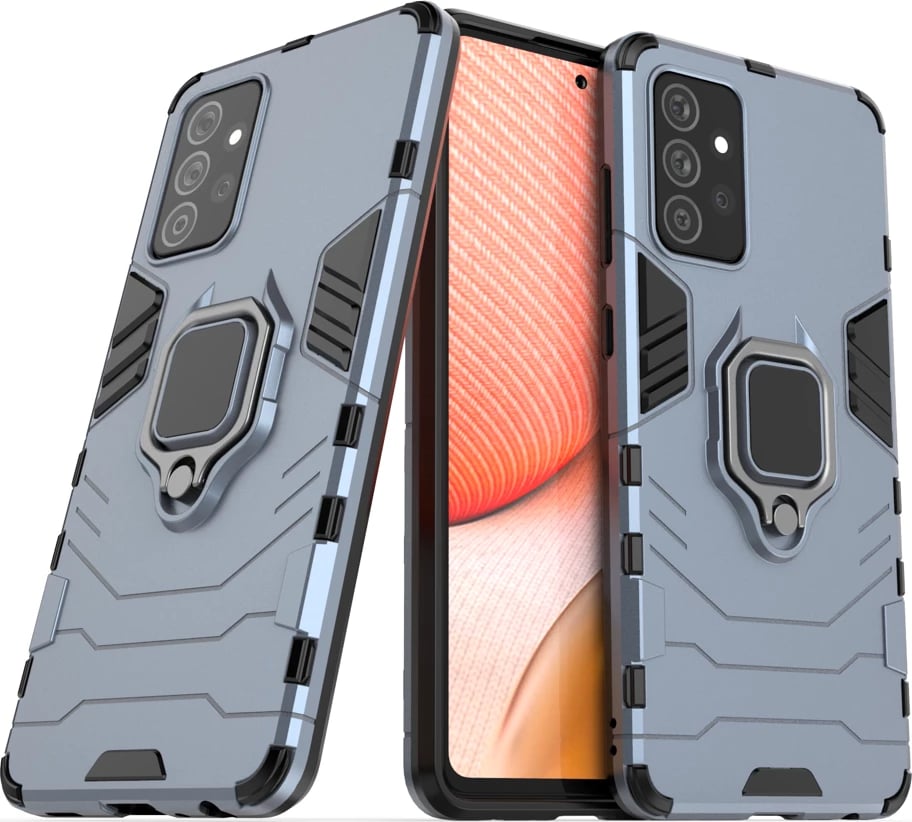 Mbështjellës Hurtel Ring Armor për Samsung Galaxy A72, me mbajtëse gishti dhe këmbë, Blu
