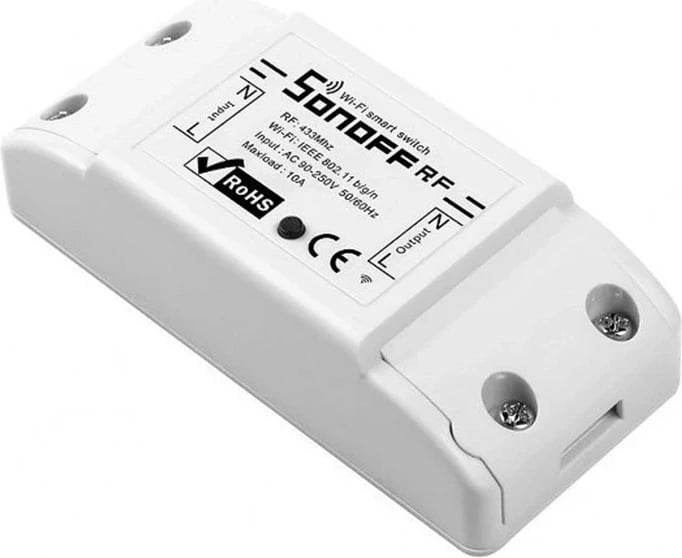 Switch i mençur Sonoff RF R2, WiFi + RF 433MHz, 1 kanal, i bardhë