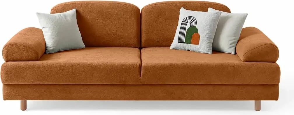 Divan-krevat 3 vendësh, Aries, ngjyrë e kuqe tjegulle, Atelier del Sofa