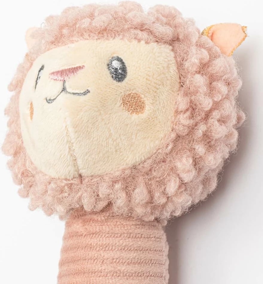 Rattle pelushi për bebe, New Baby, Lama, me fishkëllimë dhe kapje të lehtë, multingjyrëshe