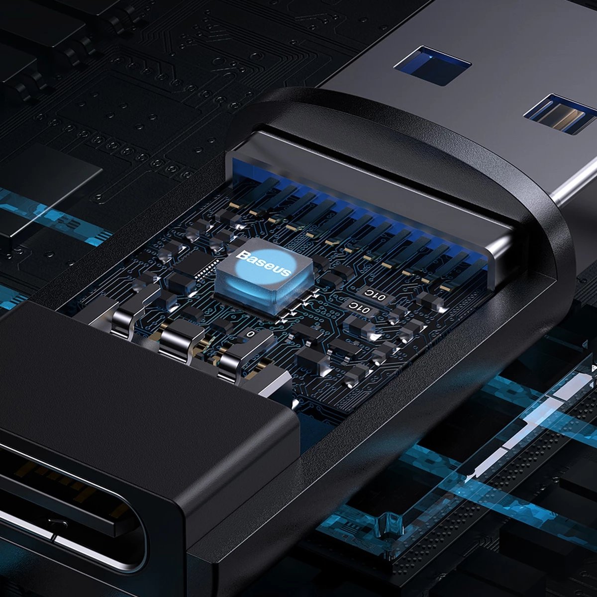 Adapter USB 3.1 OTG Baseus Ingenuity Series, USB-A në USB Type-C, Blu Adapter USB 3.1 OTG Baseus Ingenuity Series, USB-A në USB Type-C, Blu