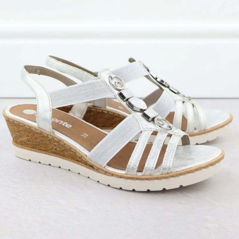 Sandale platforme për femra Remonte R6264-92, argjendi