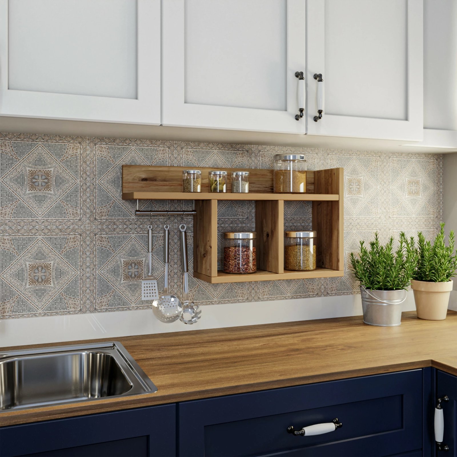 Raft muri skandinav, ngjyrë pishë, Skye Decor