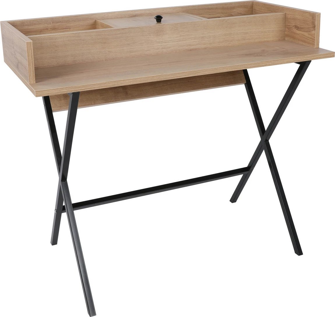 Tavolinë grimi moderne Skye Decor, ngjyrë arre dhe e zezë, Zurich