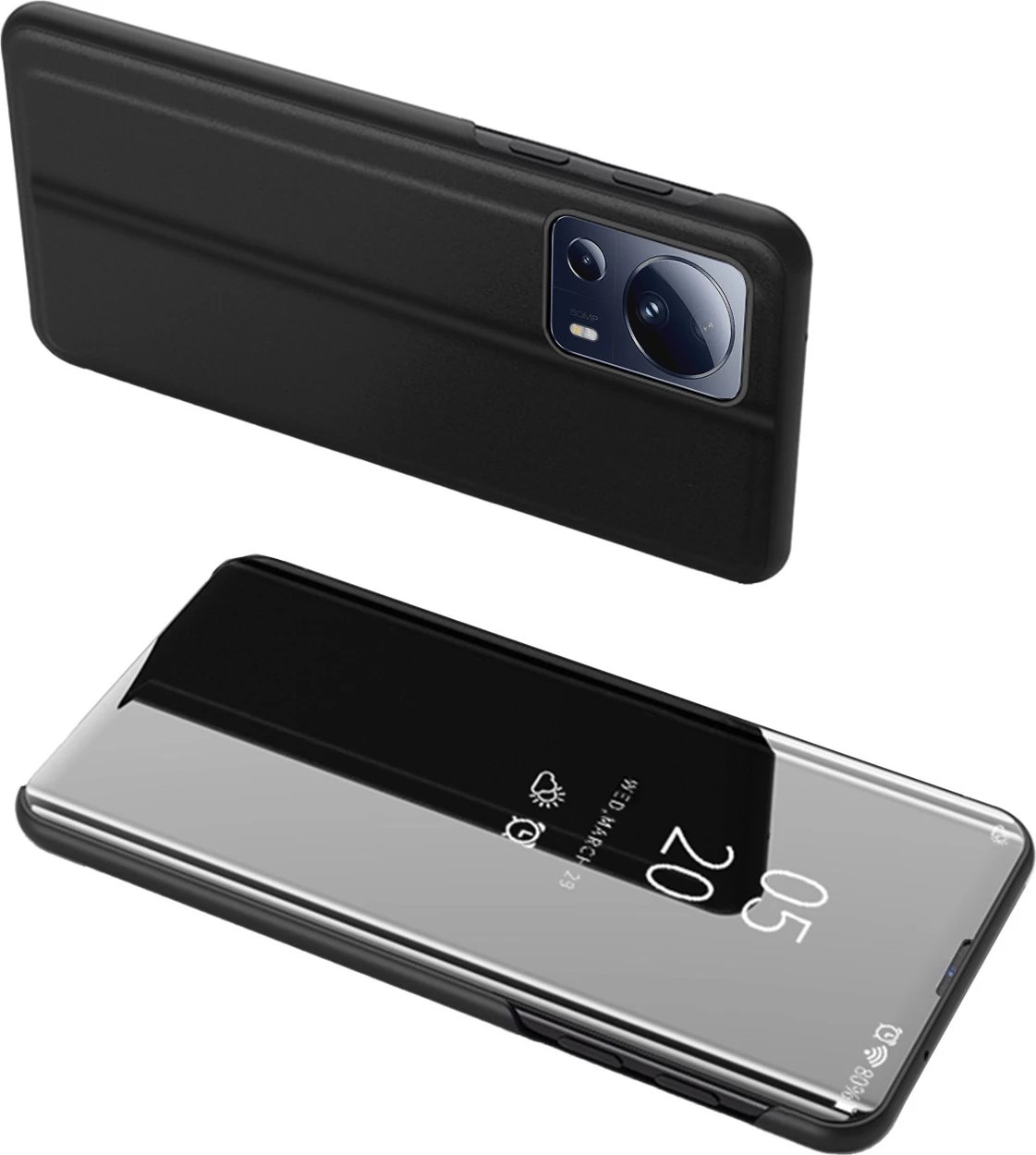 Mbështjellës Hurtel Clear View Case për Xiaomi 13 Lite, me flap, i zi