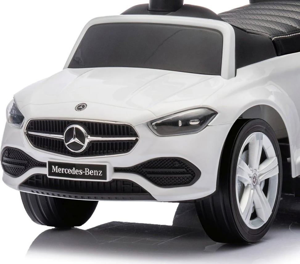 Makinë ride-on me dorezë udhëzuese, Milly Mally, Mercedes C-Class Deluxe, për 12–36 muaj, ngarkesë 25 kg, e bardhë