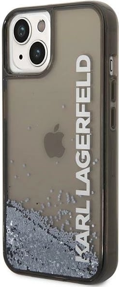 Mbështjellës Karl Lagerfeld Liquid Glitter Elong për iPhone 14, 6.1", i zi