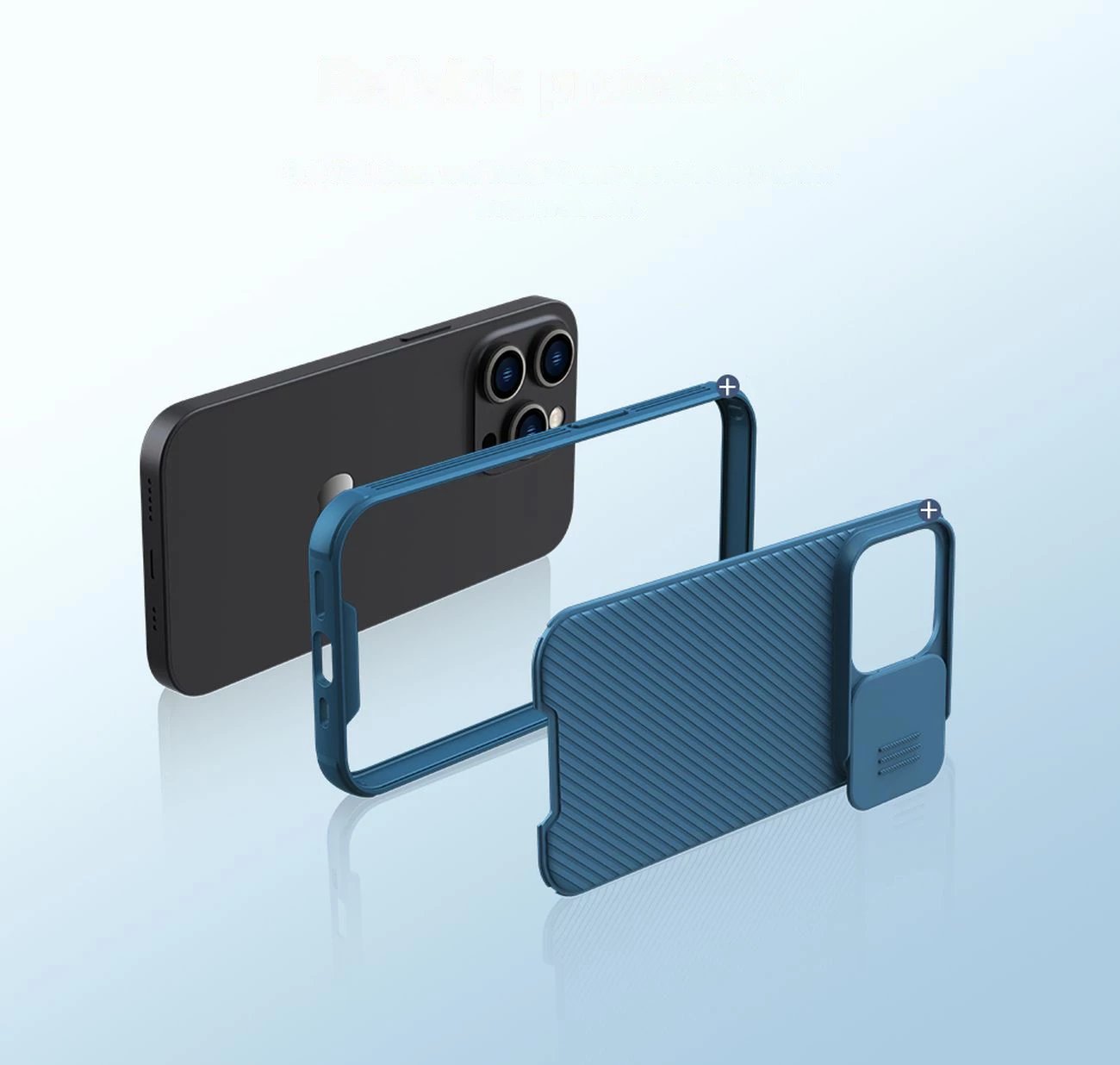 Mbështjellës Nillkin CamShield Pro Magnetic për iPhone 14 Pro Max, MagSafe, mbrojtje kamerës, Blu