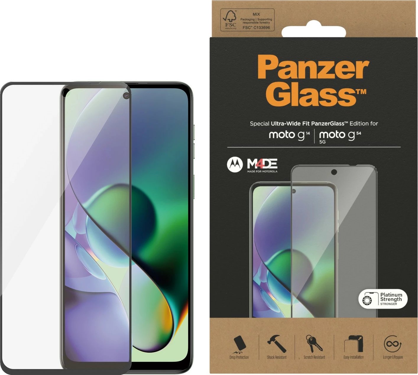 Mbrojtës ekrani PanzerGlass për Motorola G14/G54 5G/UWF