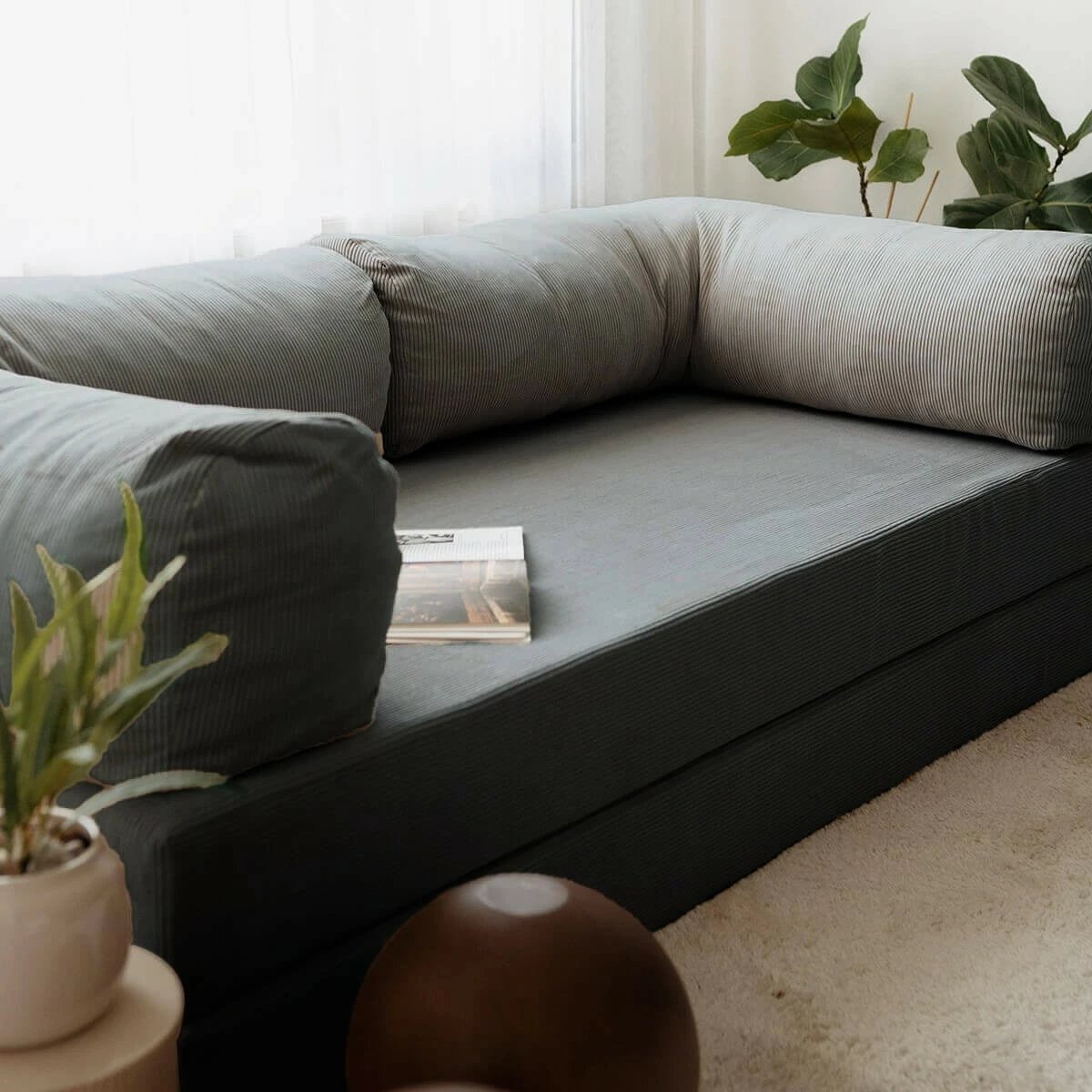 Divan-krevat treshe, ngjyrë antracit, Atelier del Sofa, Nook