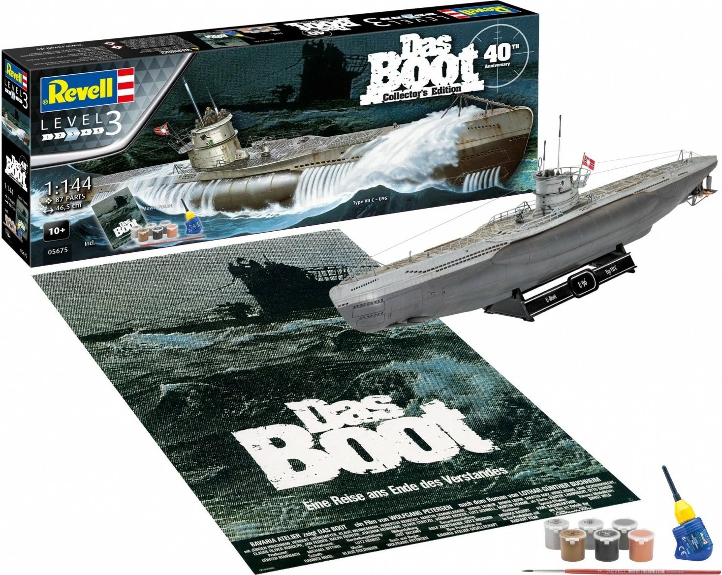 Set dhuratë plastik Revell Das Boot, model anije U96, 1:144, 87 pjesë