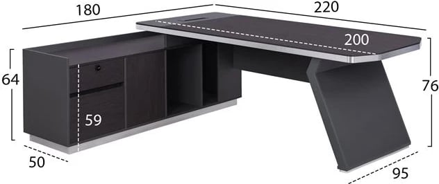 Tavolinë profesionale për zyre, këndore majtas, ngjyrë trëndafili, FH2084L, 220x180x76 cm