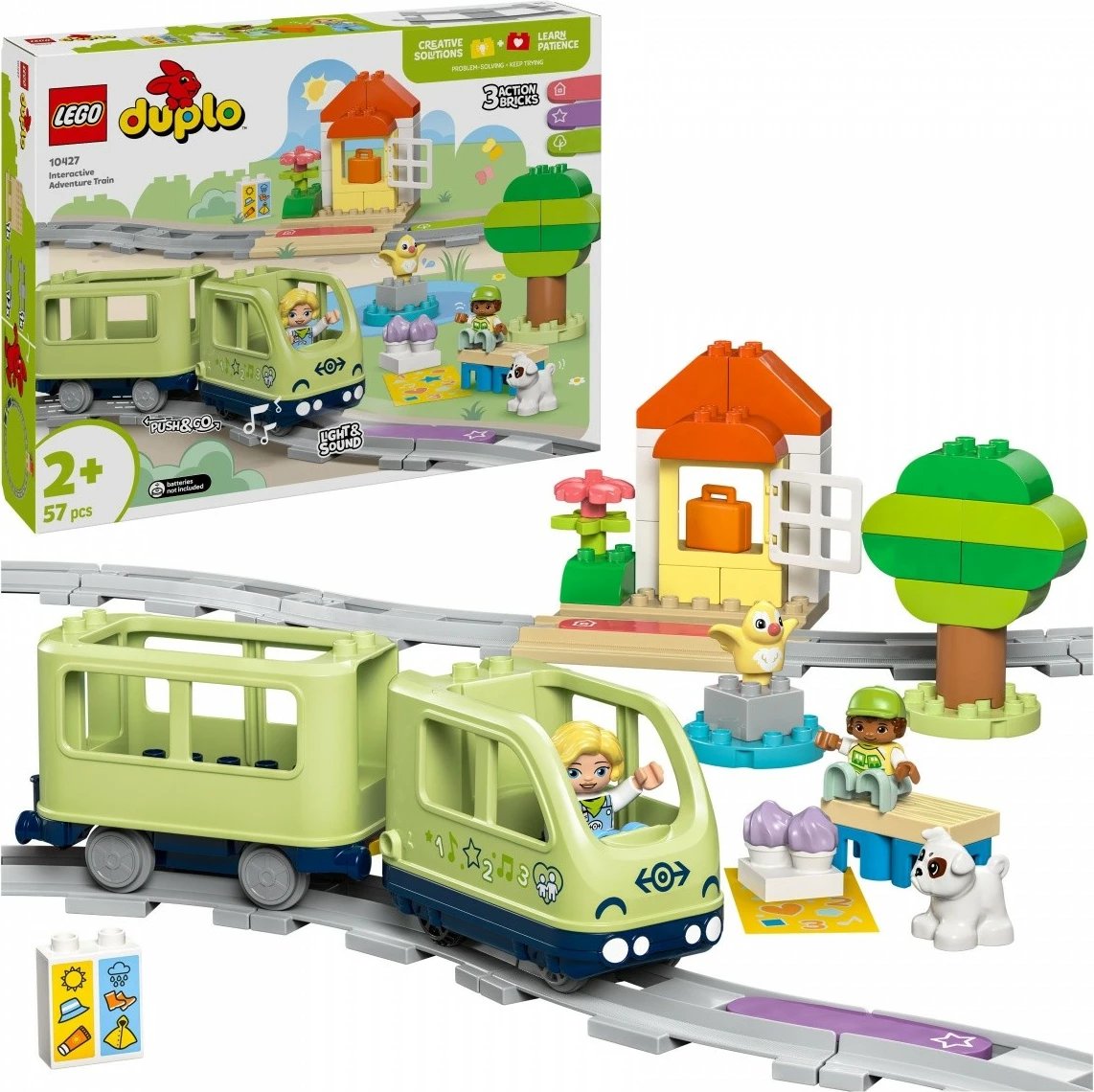 Set lodrash LEGO DUPLO 10427, tren interaktiv me drita dhe zëra, 57 pjesë