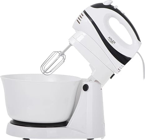 Mikser me tas rrotullues Adler AD 4206, 300W 5 shpejtësi Turbo, 3L, bardhë/zi