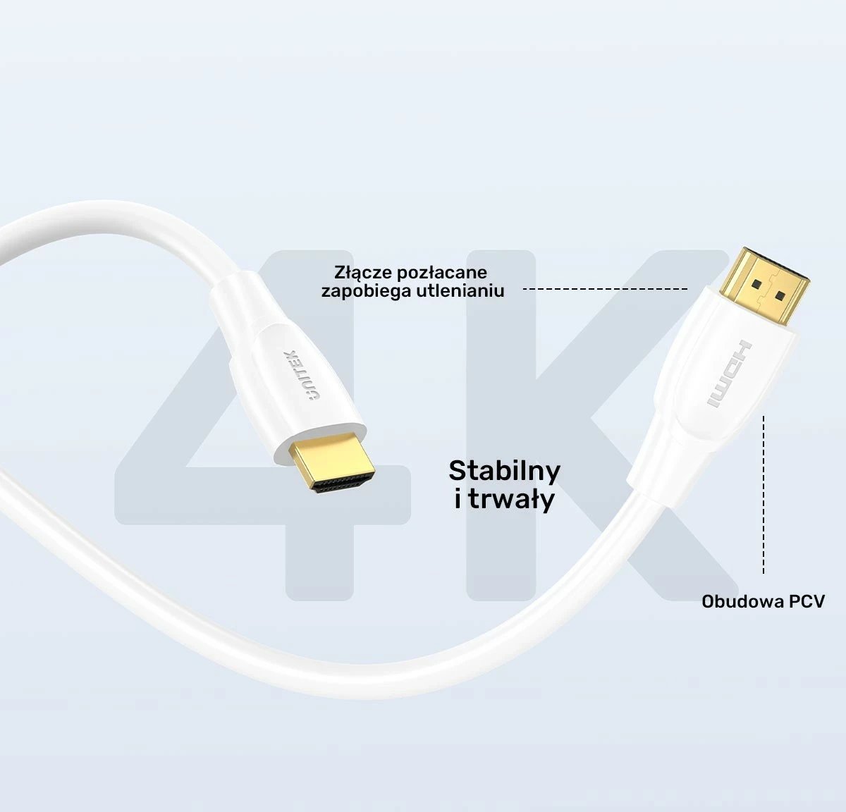 Kabëll HDMI Unitek 2.0 4K, 1.8m, bardhë