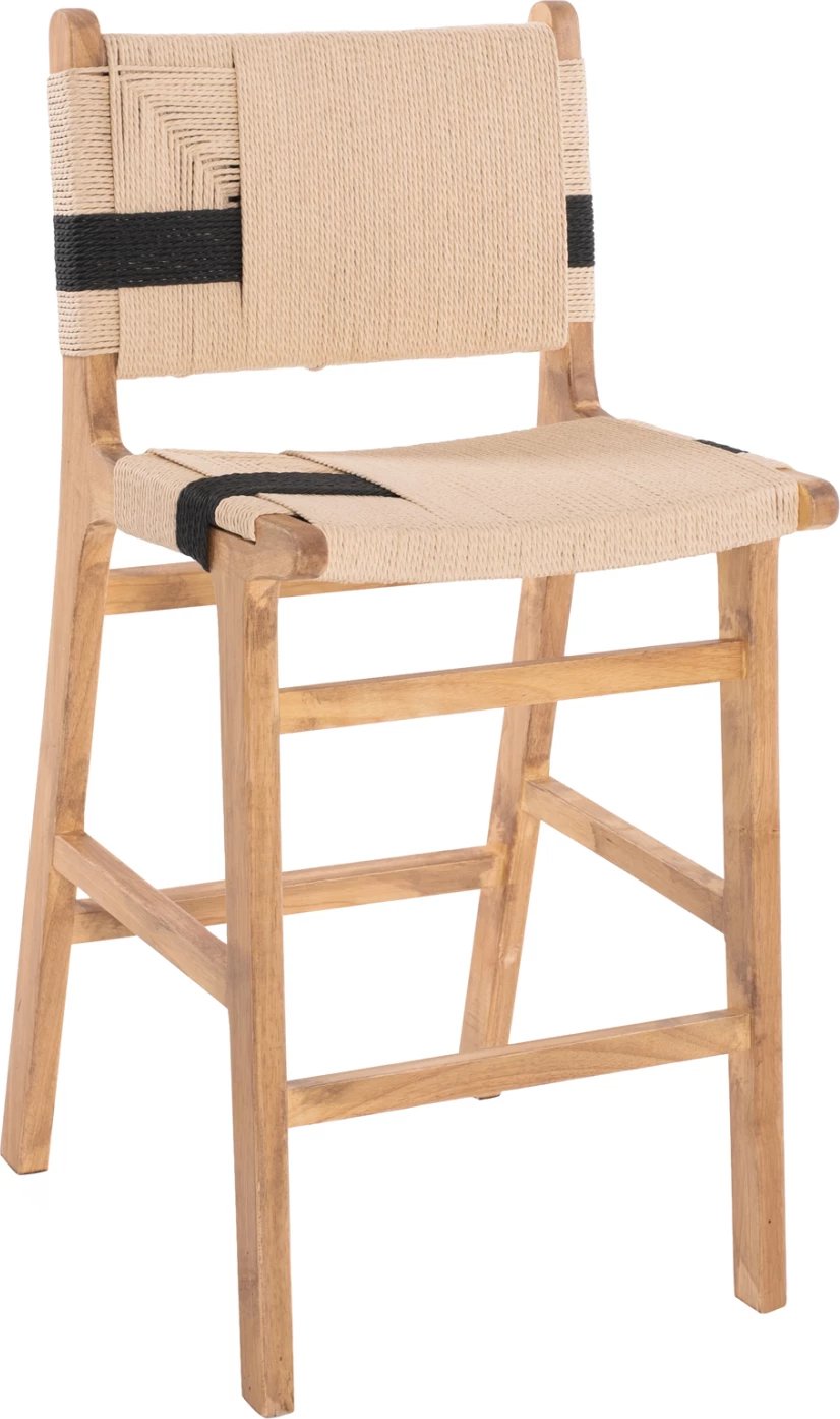 Karrige për bar mesatare FH9325.01 dru gome & litar - ngjyrë natyrale rustike 45x46x95H cm