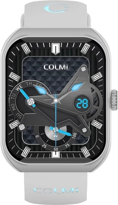 Smartwatch Colmi P86 1.93" AMOLED, Always On Display, thirrje me Bluetooth, 100+ sporte, SpO2/Presion i gjakut, bateri 400 mAh, argjendtë