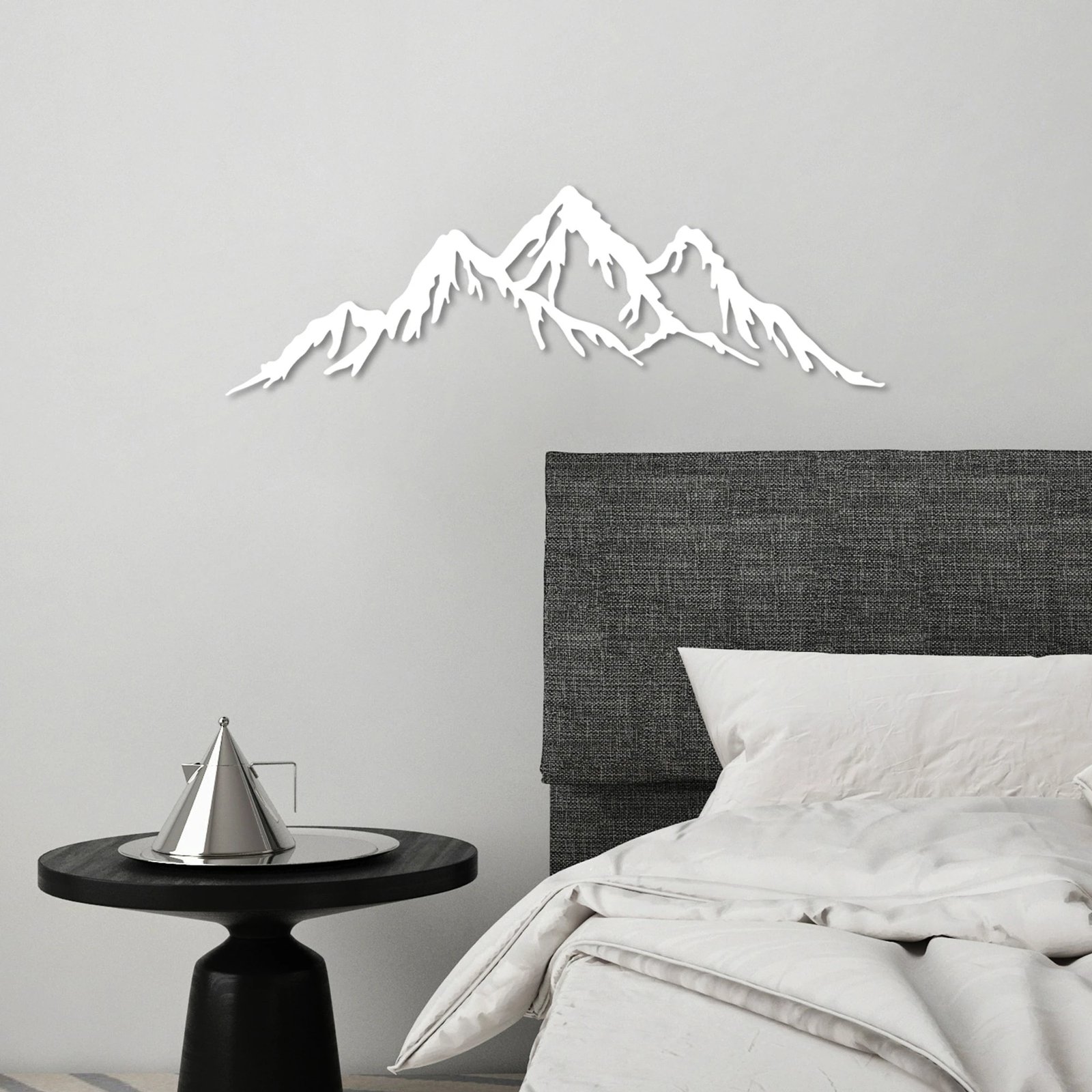 Aksesor dekorativ metalik për mur, Wallity, mal, i bardhë, 70x22cm