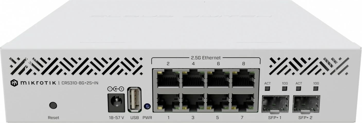 Switch i menaxhuar MikroTik CRS310-8G+2S+IN, 8x2.5G Ethernet, 2x10G SFP+, i bardhë