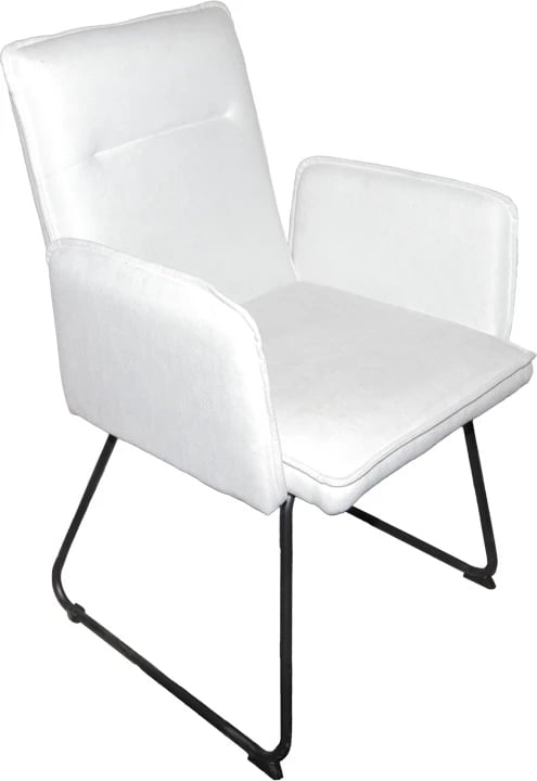 Karrige me krah Essential, set prej 4 copash, material stof bezhë, këmbë metalike të zeza, 55.5x59x89cm