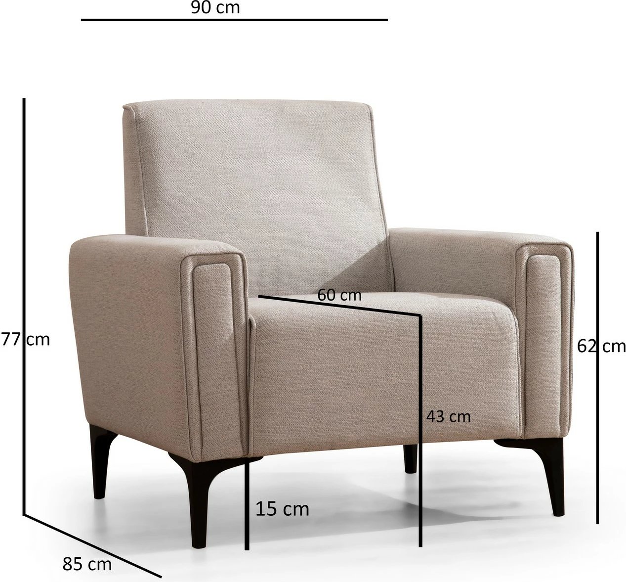 Karrige një vendëshe Atelier del Sofa, Horizon, ngjyrë ecru