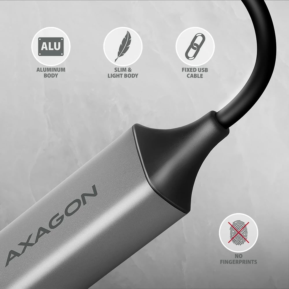 Adapter rrjeti AXAGON ADE-TXCA, USB-C/USB-A, Gigabit Ethernet, 3.2 Gen 1, Gri
