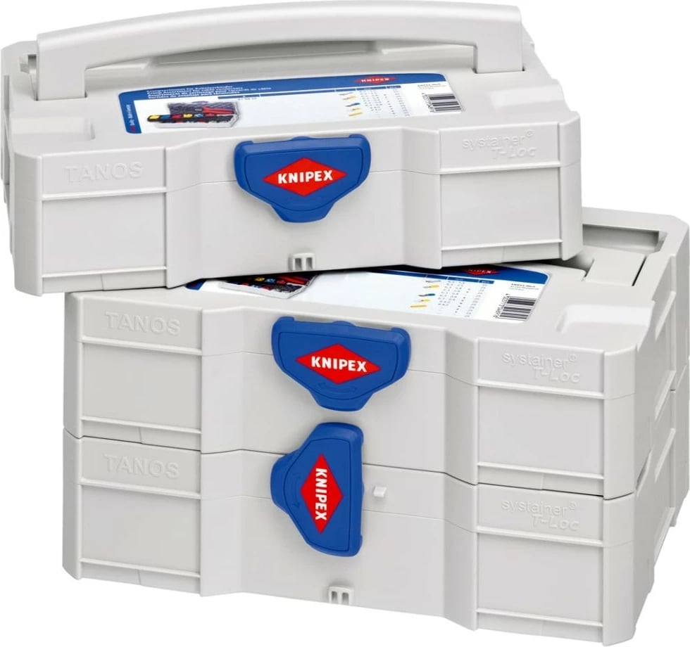 Set terminalesh elektrik Knipex Aderendhuelsensortiment me kuti bartëse, ngjyrë kuqe/blu