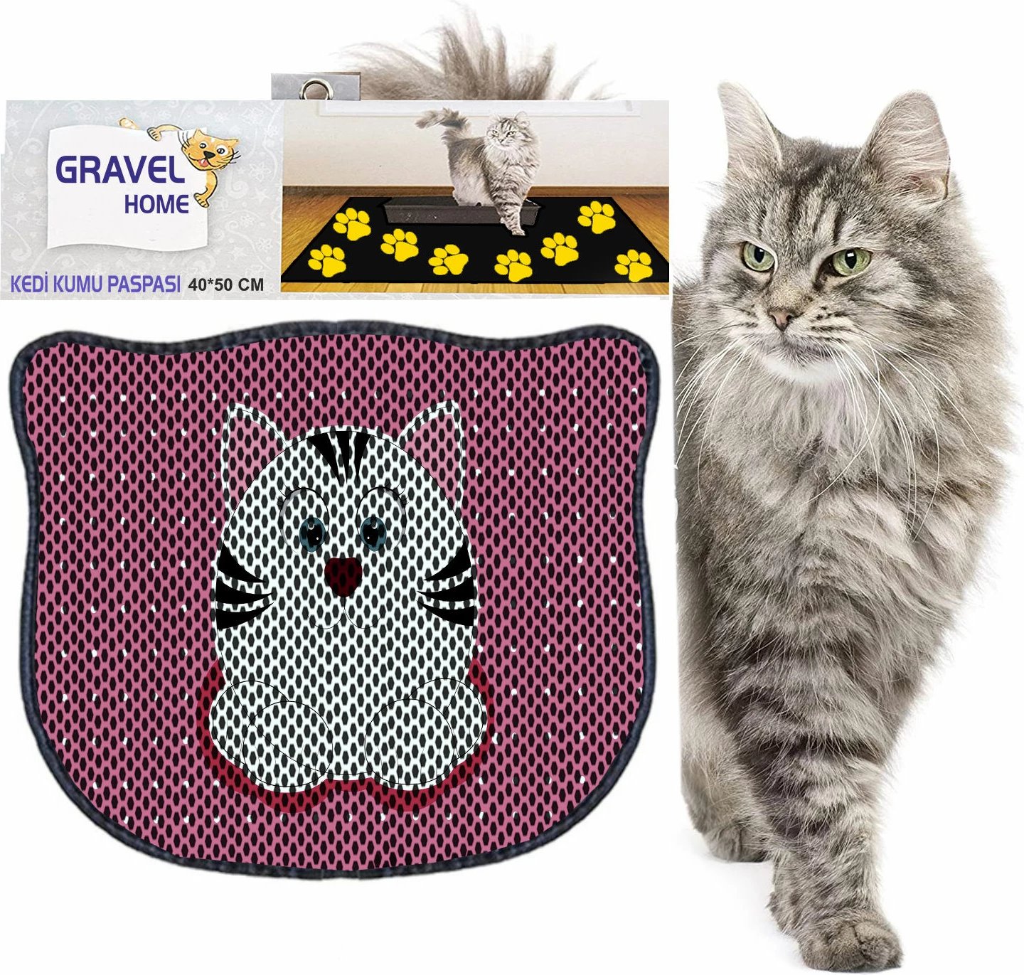 Tapet për rërë mace, shumëngjyrësh, Paws & Whiskers, Kdkafa0025, 40x50cm