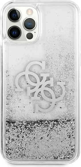 Mbështjellës Guess GUHCP12LLG4GSI për iPhone 12 Pro Max 6.7", 4G Big Liquid Glitter, argjend