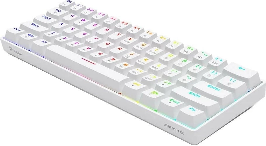 Tastierë mekanike Savio Whiteout X2, RGB, 61 taste, e bardhë