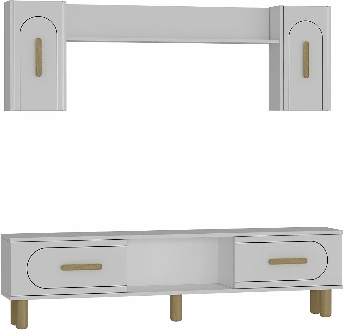 Komodë TV Skye Decor, e bardhë, lisi safir