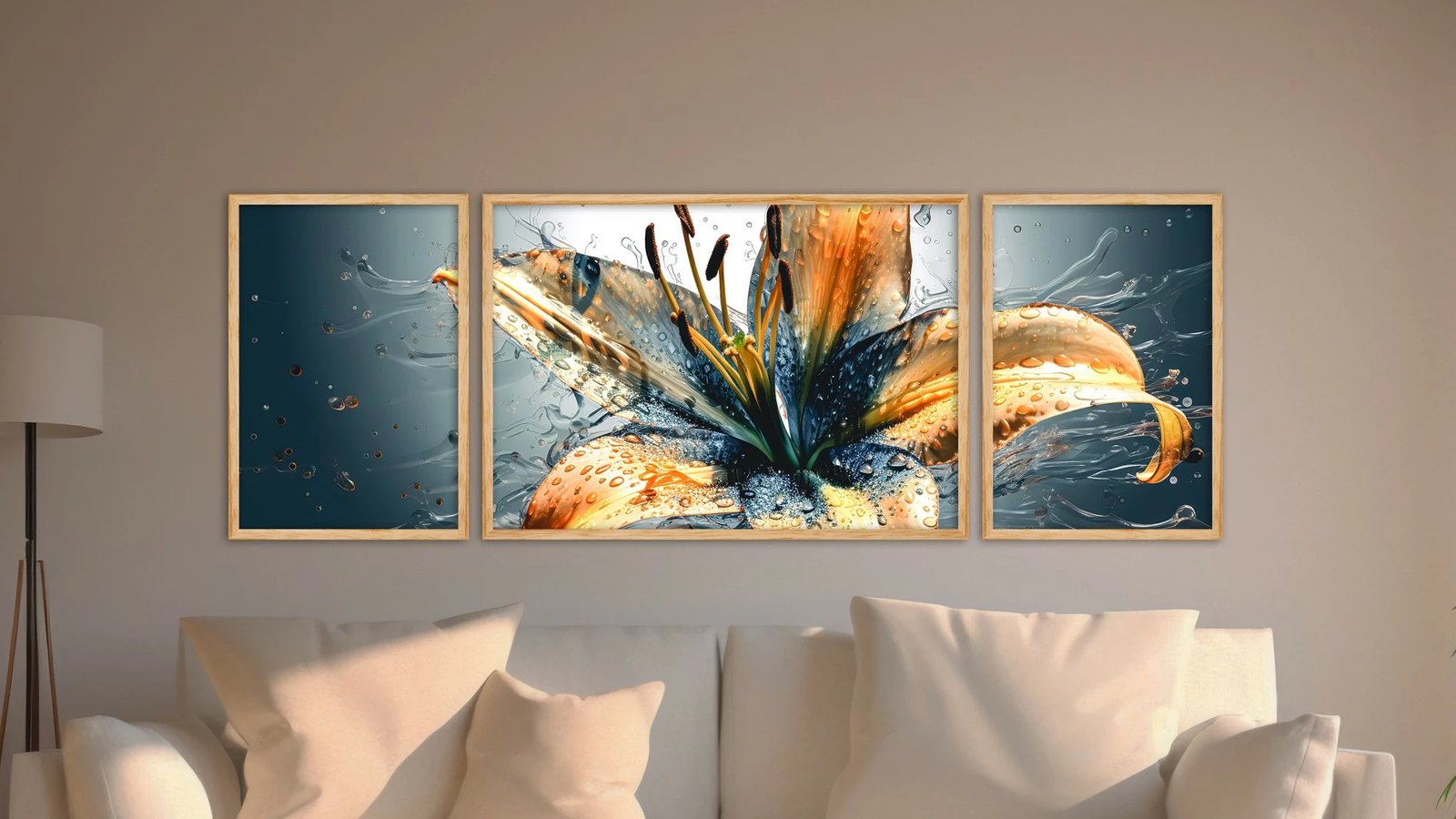 Pikturë dekorative me kornizë, 3 pjesë, Wallity Huhu311, shumëngjyrëshe, 50x140cm