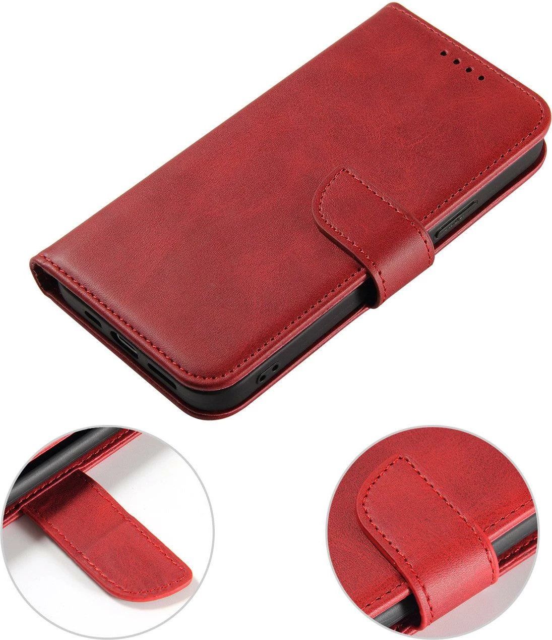 Mbështjellës Hurtel Magnet Case për Samsung Galaxy S23+, me portofol dhe qëndrim, e kuqe
