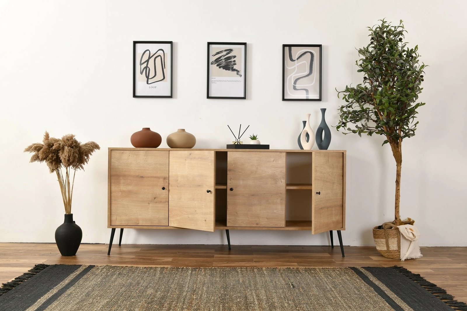 Konsolë Skye Decor, Calvin, ngjyrë lisi, v2