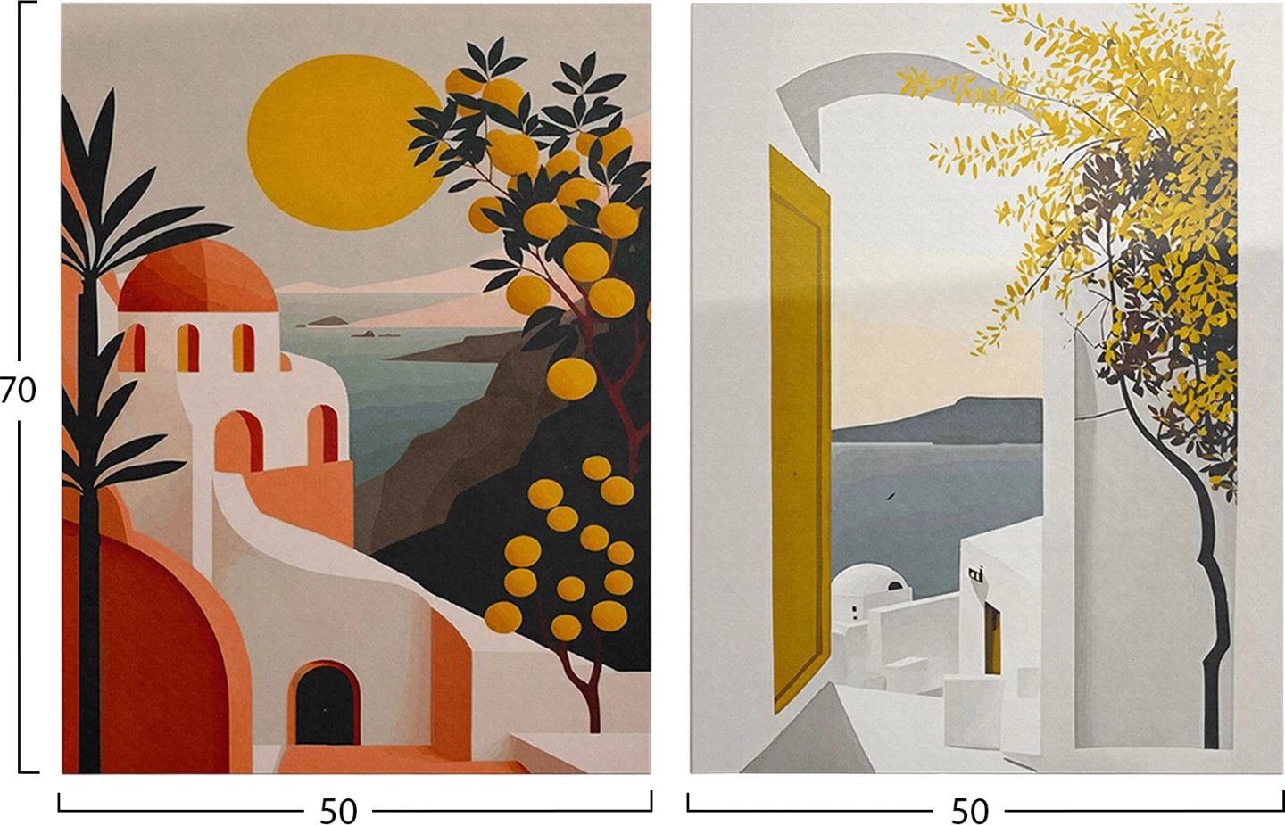 Pikturë muri set 2 copë, seri GOBI, kanavacë e printuar, 50x3x70cm (x2)