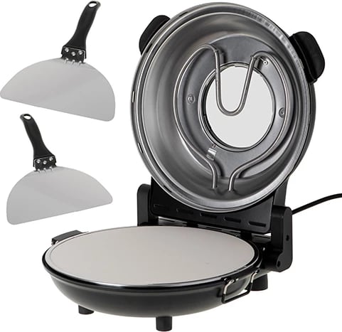 Furrë elektrike për pizza, Adler AD 6314, 1200W, gur qeramik, diametër pizza 12" (31.5 cm), timer 5–15 min, 5 nivele temperature, e zezë mat