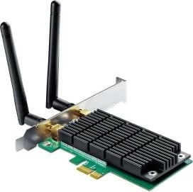 Adapter Wi‑Fi PCIe, TP-Link Archer T4E, AC1200 dual-band, me antena të jashtme, e zezë/jeshile
