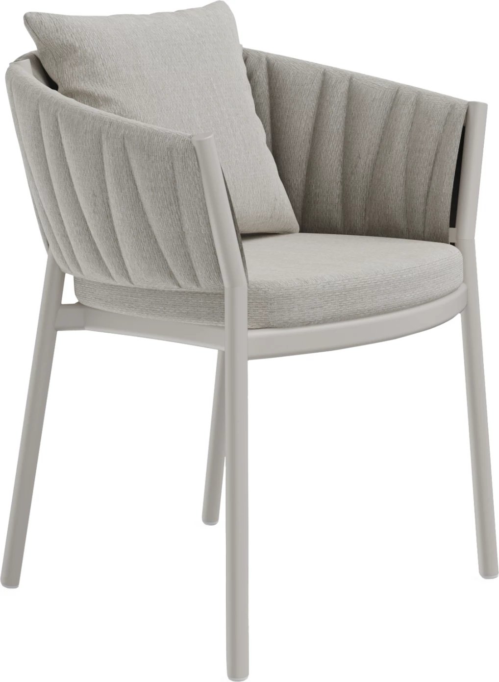 Karrige për ngrënie SHANKS FH6207.02, ngjyrë krem e bardhë, alumini & pëlhurë olefin, 63x61x75H cm