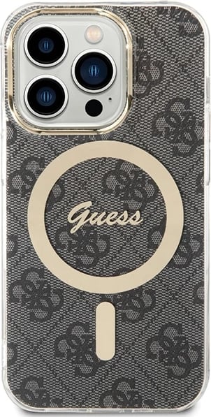 Mbështjellës Guess 4G MagSafe për iPhone 15 Pro, i zi