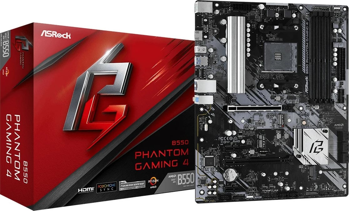 Pllakë amë ASRock B550 Phantom Gaming 4, Socket AM4, DDR4, ATX, e zezë