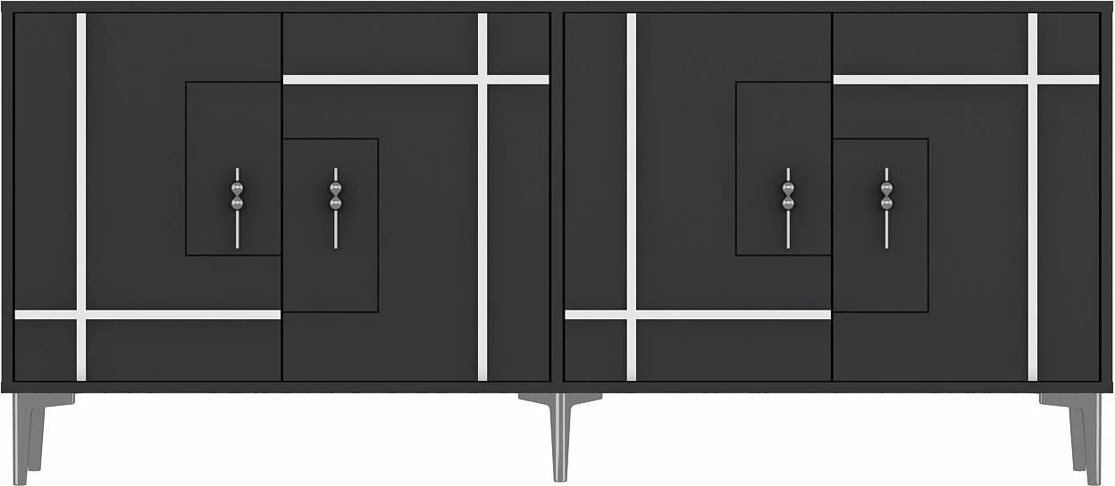 Konsol Skye Decor, ngjyrë antracit dhe argjendi