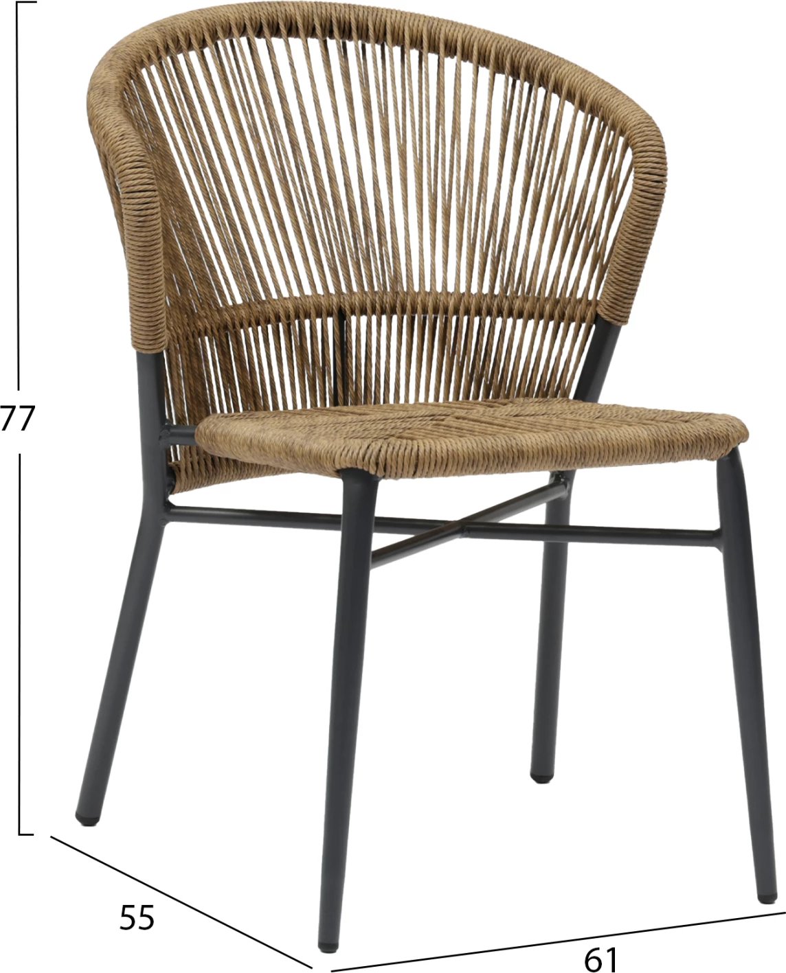 Karrige alumini LYNN FH6267.01, kornizë antracit, P.E. Rattan ngjyrë natyrale, 61x55x77H cm